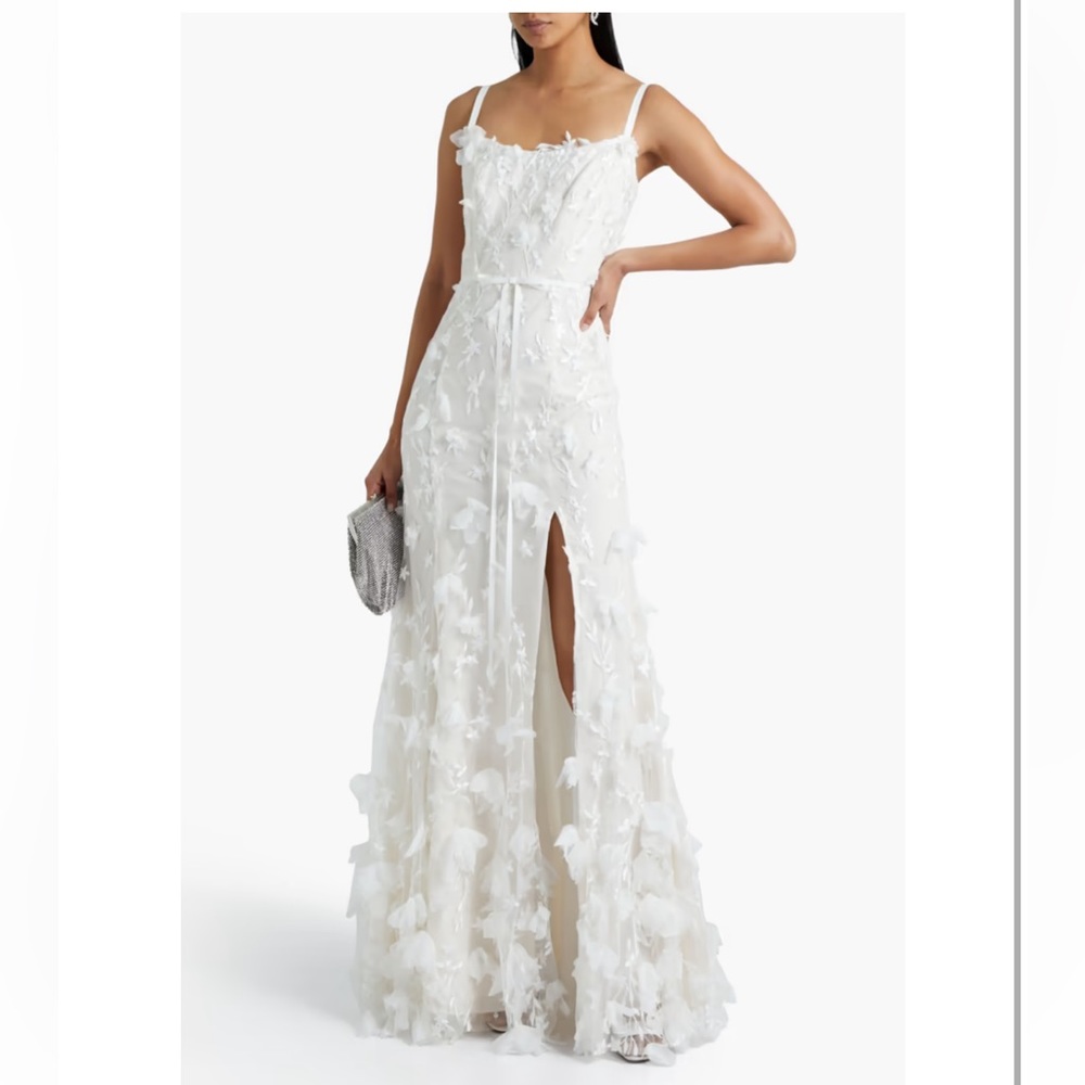 MARCHESA NOTTE Alesia Floral-appliquéd Embroidered Tulle Dress